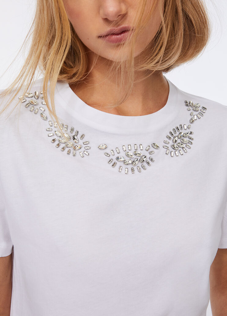 T-Shirt mit Schmuckstickerei Weiß/Strass Liu Jo - medium