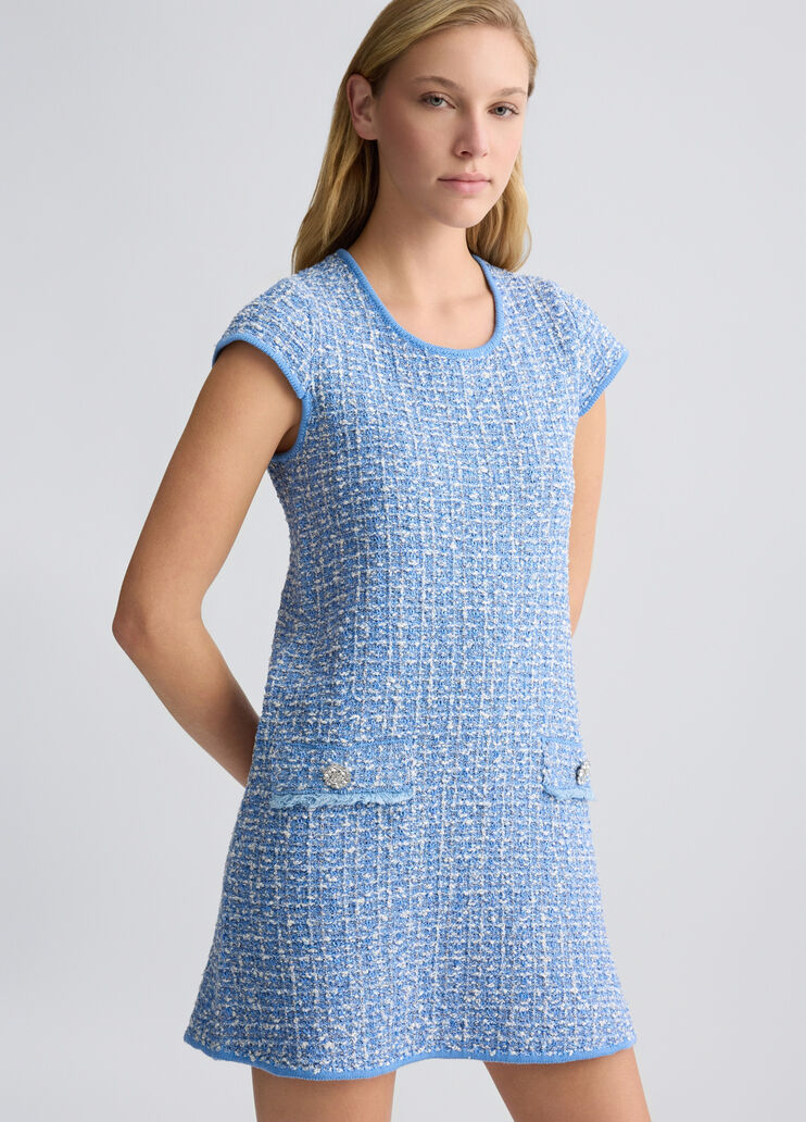 Short bouclé dress bright blue Liu Jo - large image number 2 Short bouclé dress bright blue Liu Jo - large image number 2