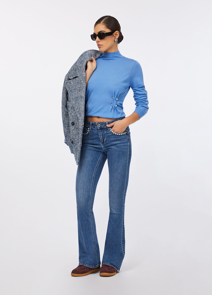 Wollpullover mit Perlen Azurblau Liu Jo - medium