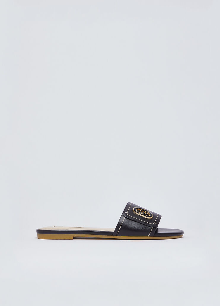 Flat leather sandals black Liu Jo - medium