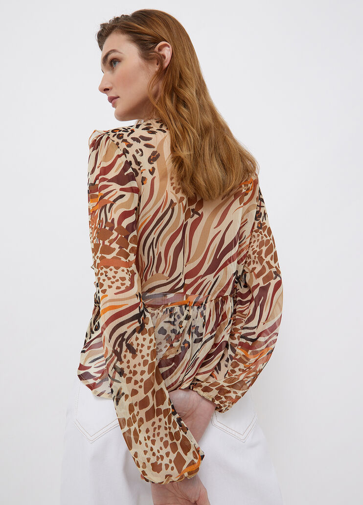 Блузка с V-образным вырезом горловины леопардовый принт Liu Jo - large image number 1 Блузка с V-образным вырезом горловины леопардовый принт Liu Jo - large image number 1