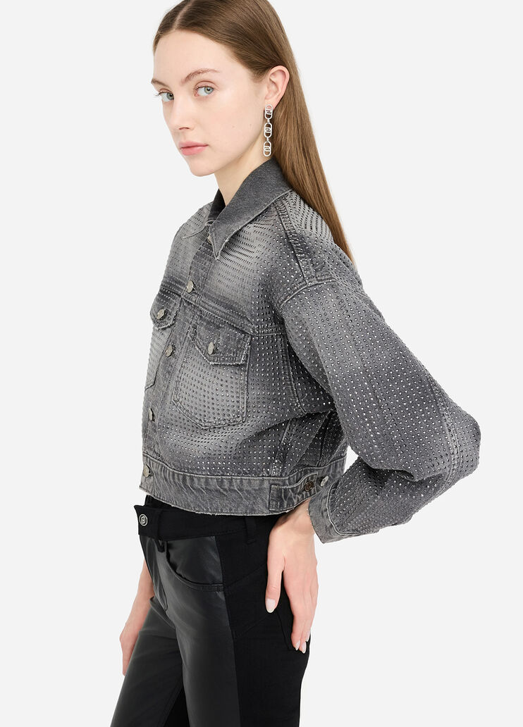 Giacca in denim con strass denim grigio Liu Jo - medium