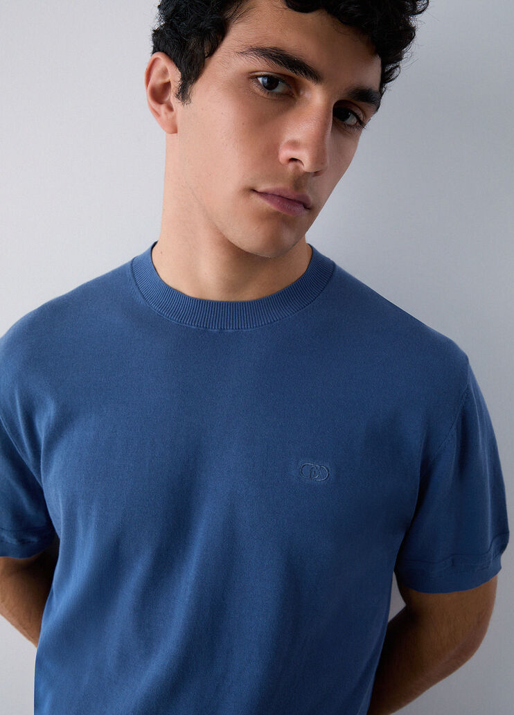 T-Shirt aus Baumwoll-Cr&ecirc;pe Blau Liu Jo - medium