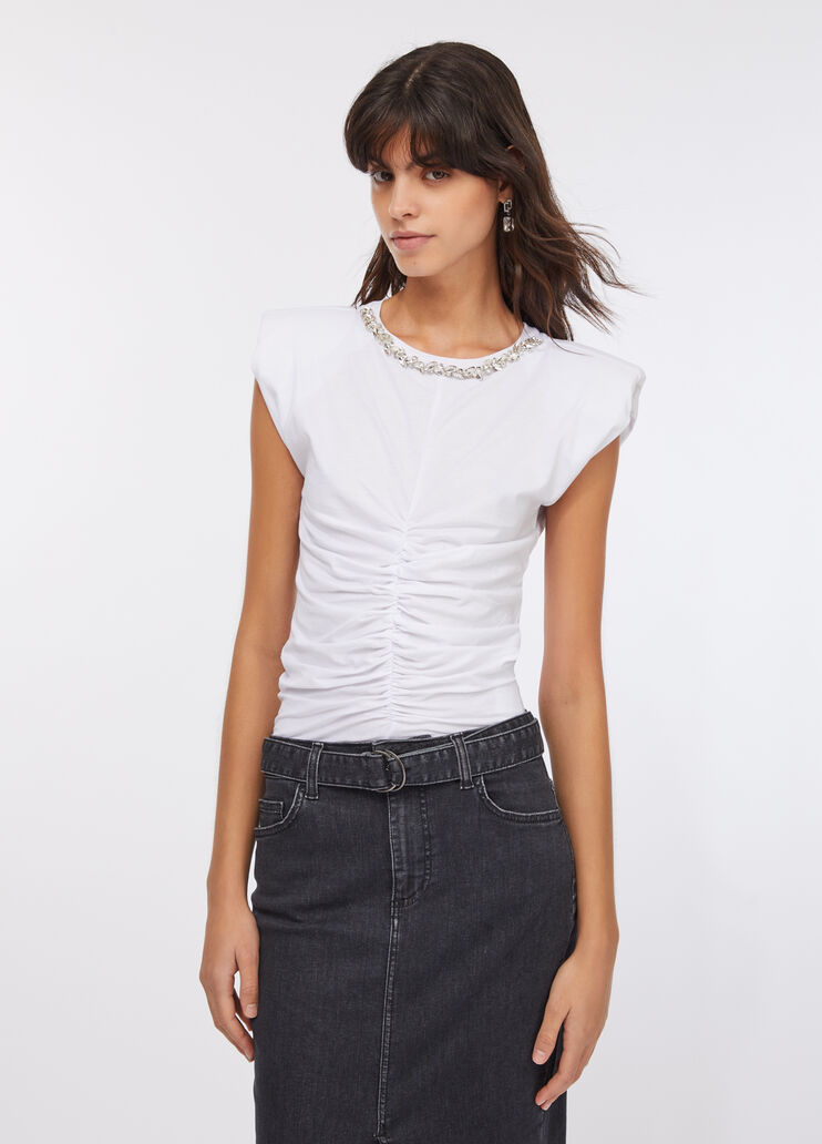 Top en coton avec strass blanc Liu Jo - large image number 0