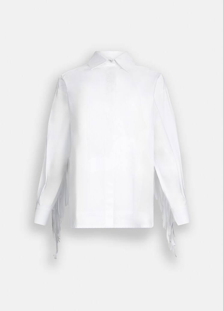 Hemdbluse aus Popeline mit Fransen Weiß Liu Jo - large image number 6