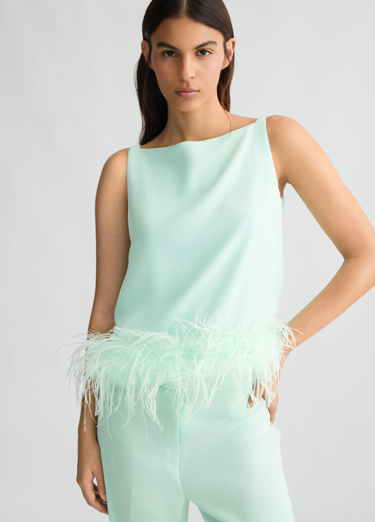 Aqua green top with feathers  mint Liu Jo - large image number 2 Aqua green top with feathers  mint Liu Jo - large image number 2
