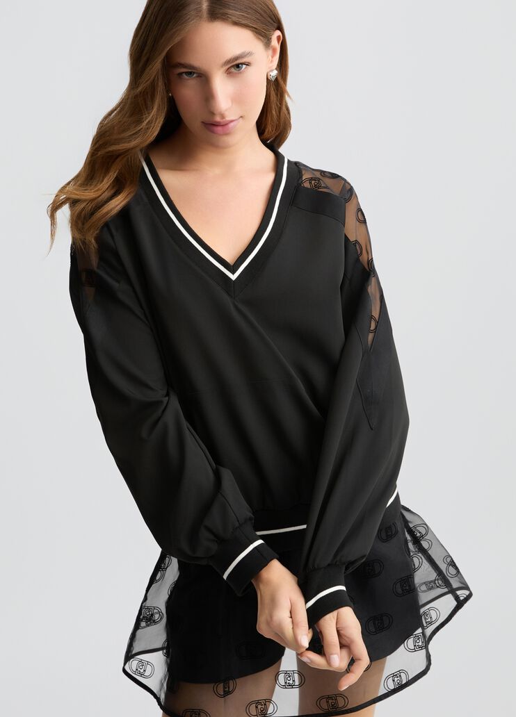 V-neck sweatshirt black Liu Jo - large image number 2 V-neck sweatshirt black Liu Jo - large image number 2