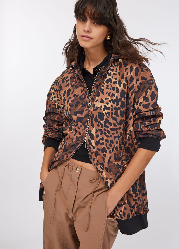 Animal print nylon jacket chocolate Liu Jo - large image number 2