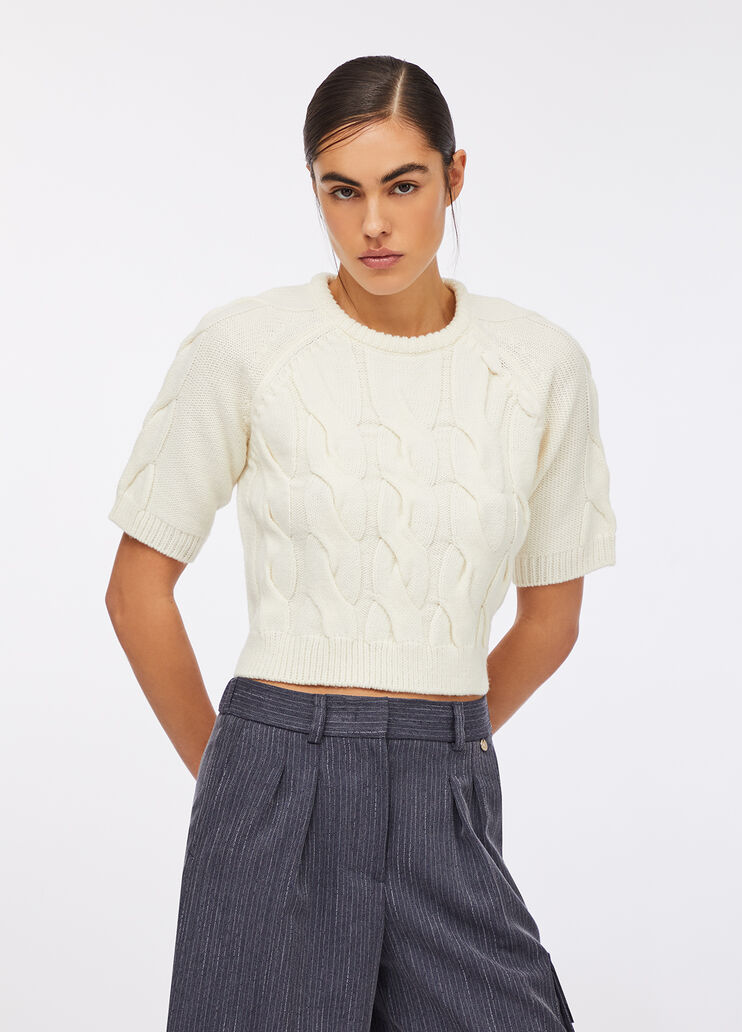 Cable knit wool sweater white Liu Jo - large image number 0