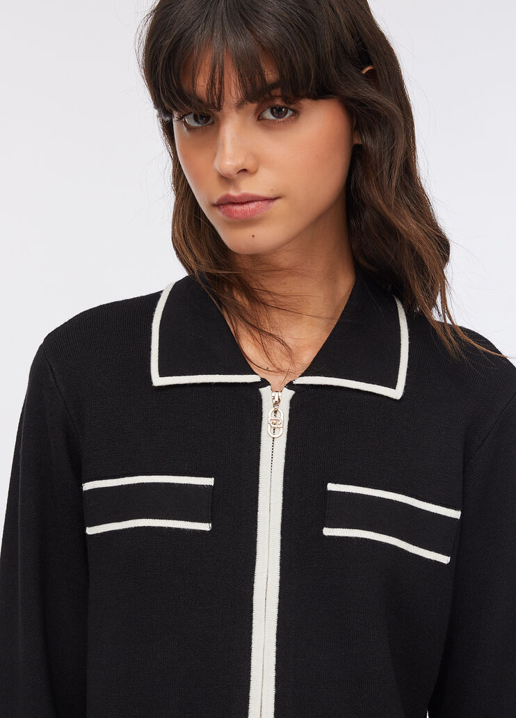 Cardigan long avec zip noir Liu Jo - large image number 2