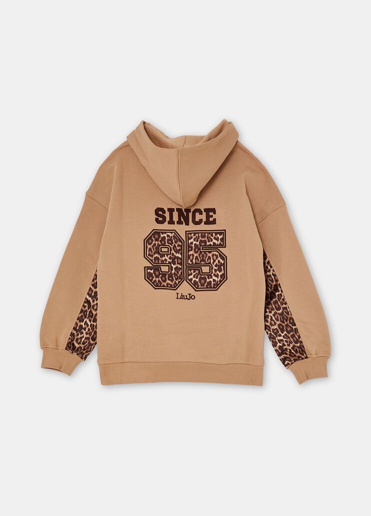 Animal-print sweatshirt with hood beige Liu Jo - large image number 3