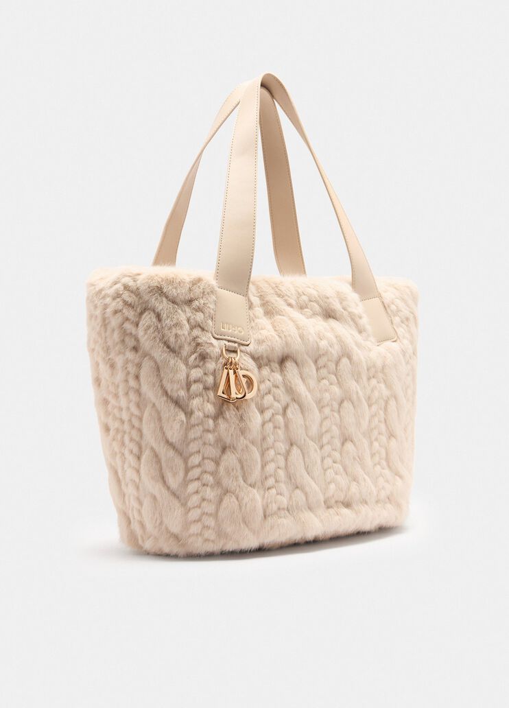 Large faux fur hobo bag beige Liu Jo - large image number 2