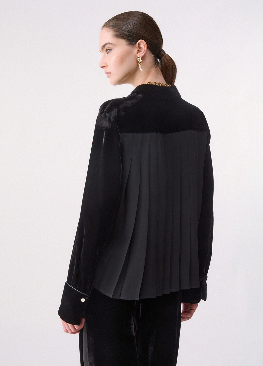 Chemise en velours noir Liu Jo - large image number 1