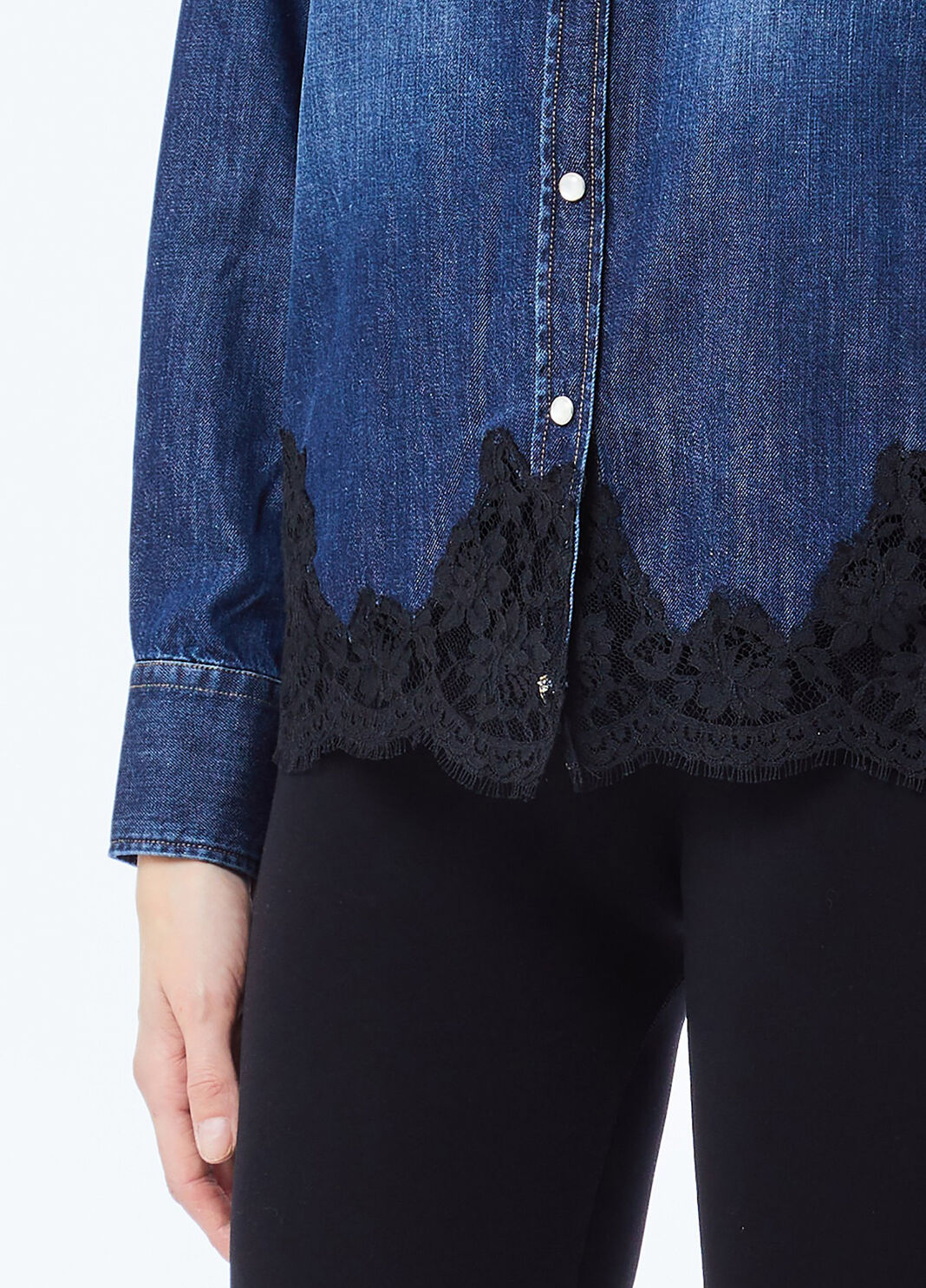 Hemd aus Denim mit Spitze Dunkles Denimblau Liu Jo - large image number 2