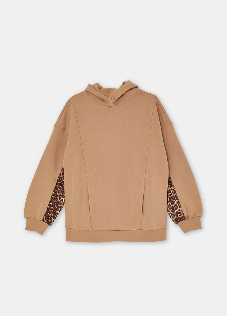 Animal-print sweatshirt with hood beige Liu Jo - large image number 2