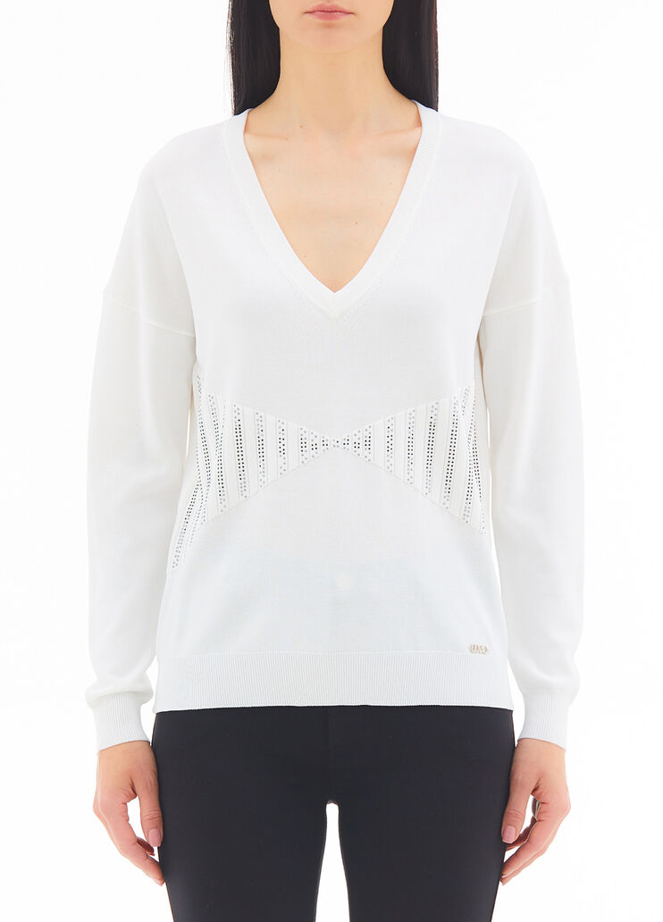Sweater with micro studs white Liu Jo - large image number 0 Sweater with micro studs white Liu Jo - large image number 0