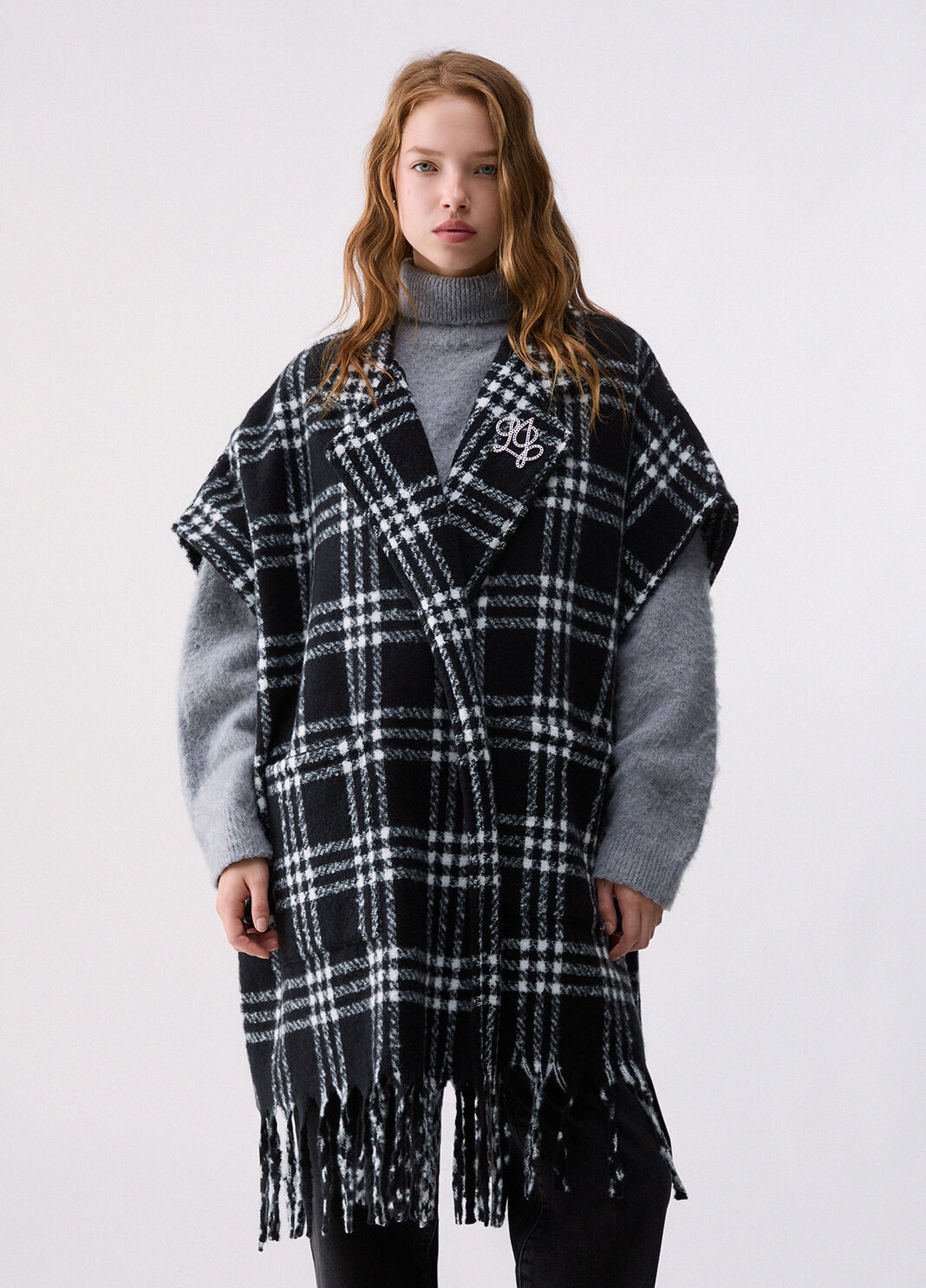 Poncho lang Jacquard schwarz Liu Jo - large image number 0