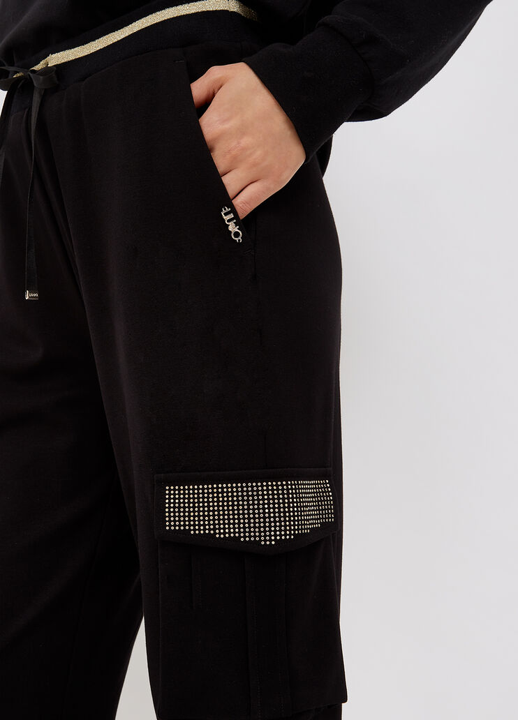 Pantalone cargo in jersey nero Liu Jo - large image number 2 Pantalone cargo in jersey nero Liu Jo - large image number 2