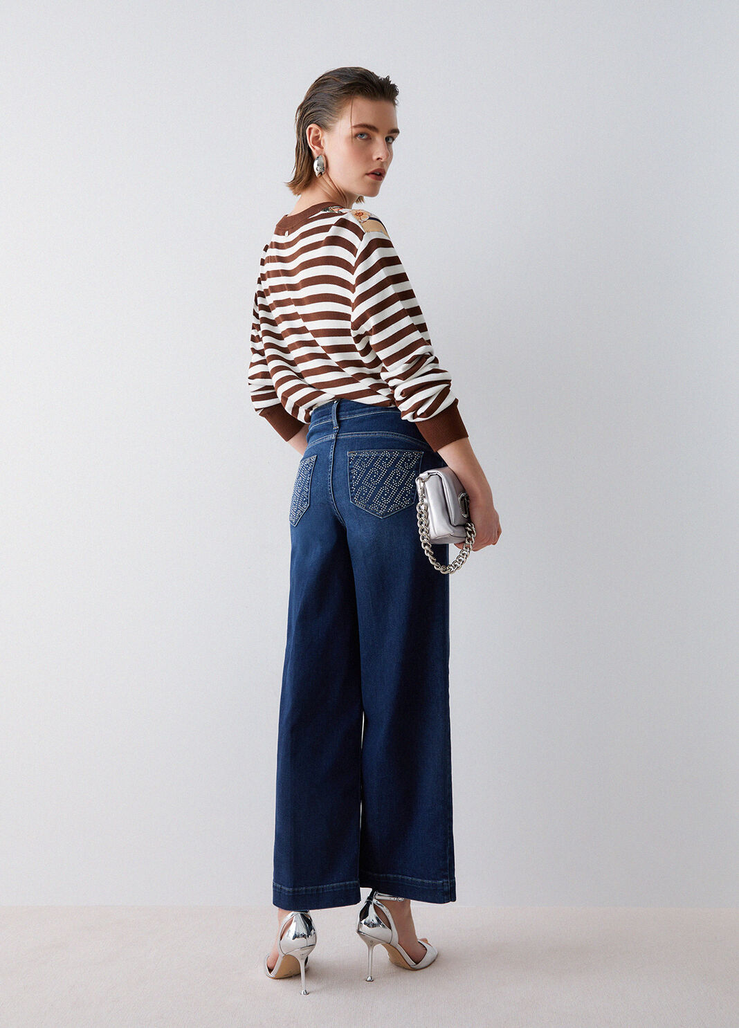 Flared jeans with rhinestones dark blue denim Liu Jo - large image number 2