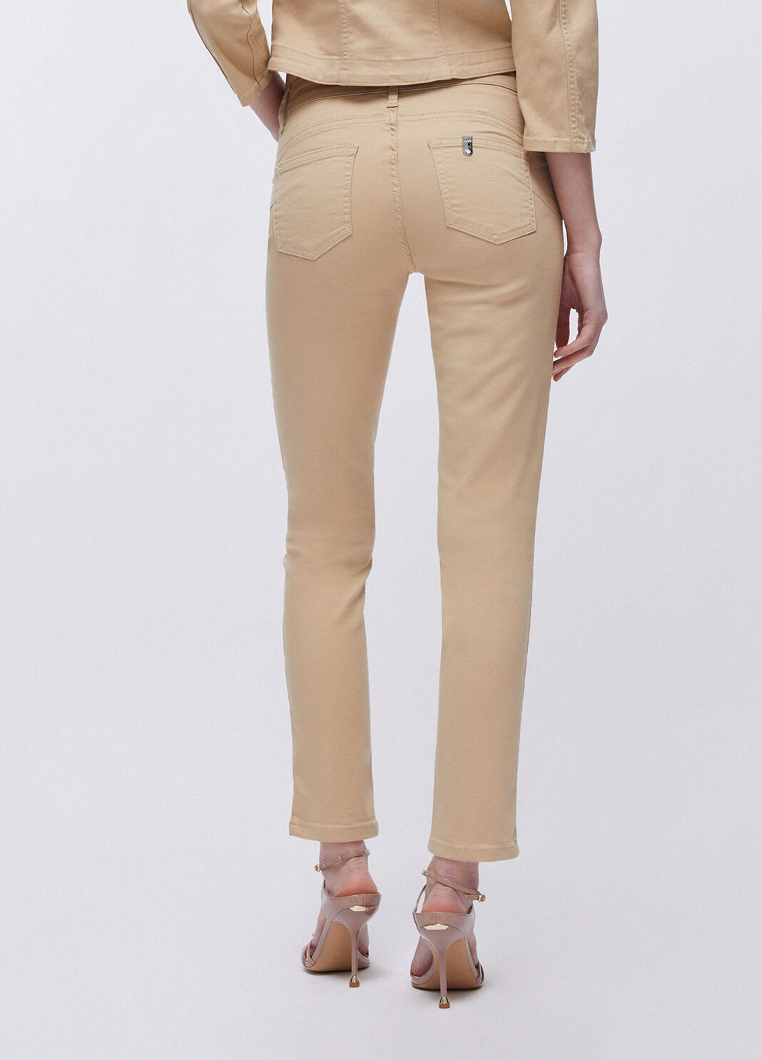 Skinny jeans with bejewelled appliqu&eacute;s beige Liu Jo - large image number 1