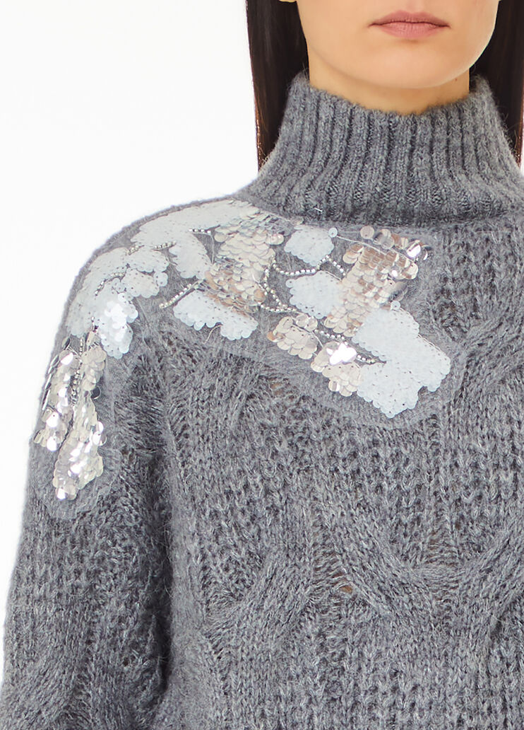 Dolcevita con paillettes grigio Liu Jo - large image number 2 Dolcevita con paillettes grigio Liu Jo - large image number 2