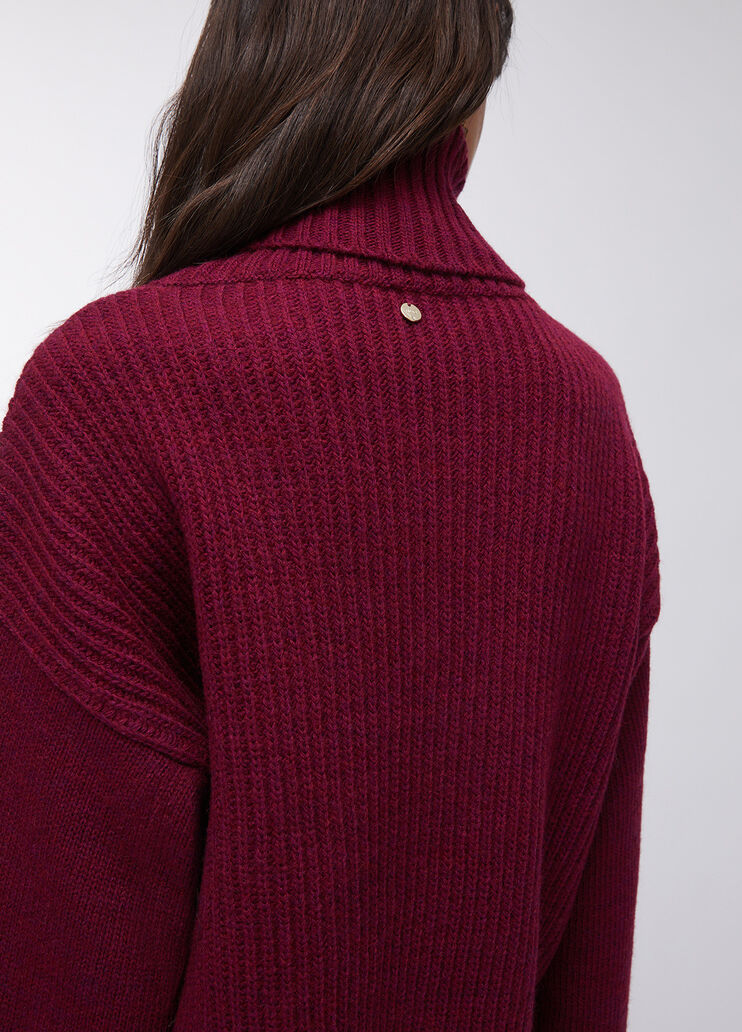 Wool polo-neck with gemstones burgundy Liu Jo - large image number 3