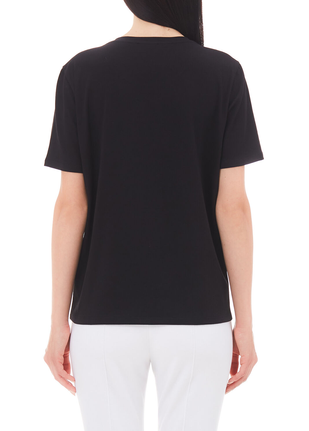 Camiseta con estampado y aplicaciones negro/coraz&oacute;n Liu Jo - large image number 1