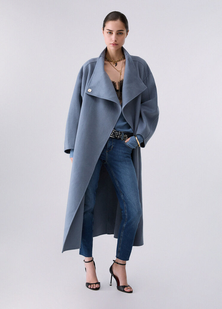 Cappotto oversize in lana azzurro Liu Jo - medium