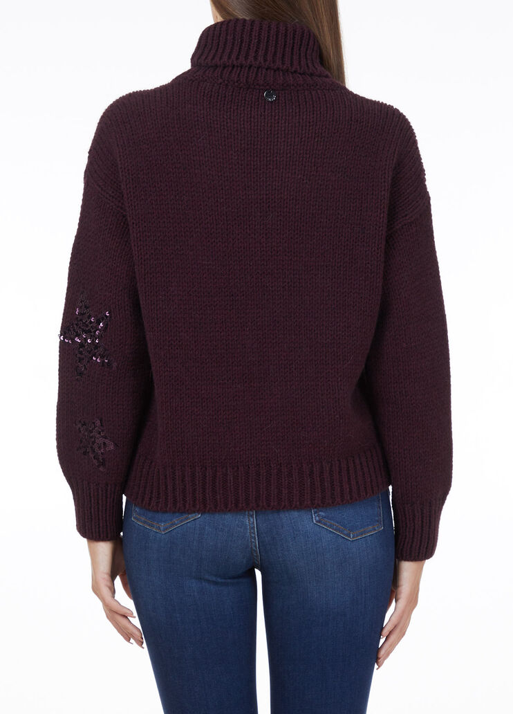 Turtleneck with sequins Plum Liu Jo - large image number 1