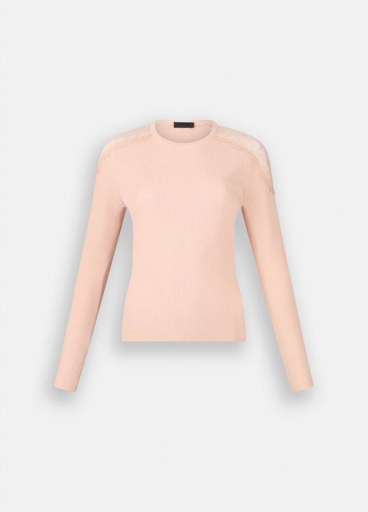 Pull avec dentelle rose poudre Liu Jo - large image number 6