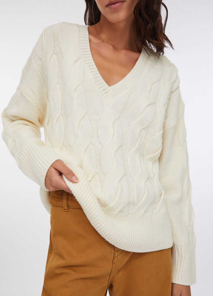 Cable knit wool sweater white Liu Jo - large image number 3