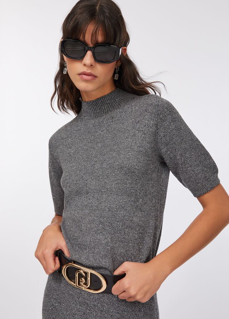 Top with micro-sequins grey Liu Jo - large image number 2