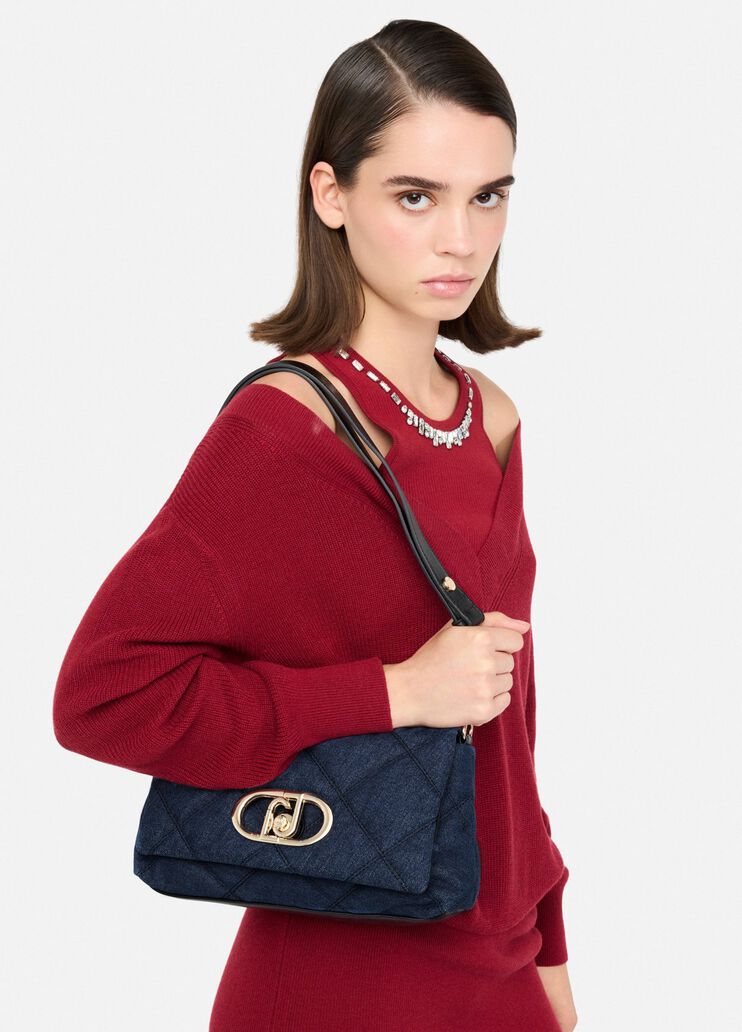 Sac format moyen LaPuffy en denim bleu foncé Liu Jo - large image number 0 Sac format moyen LaPuffy en denim bleu foncé Liu Jo - large image number 0
