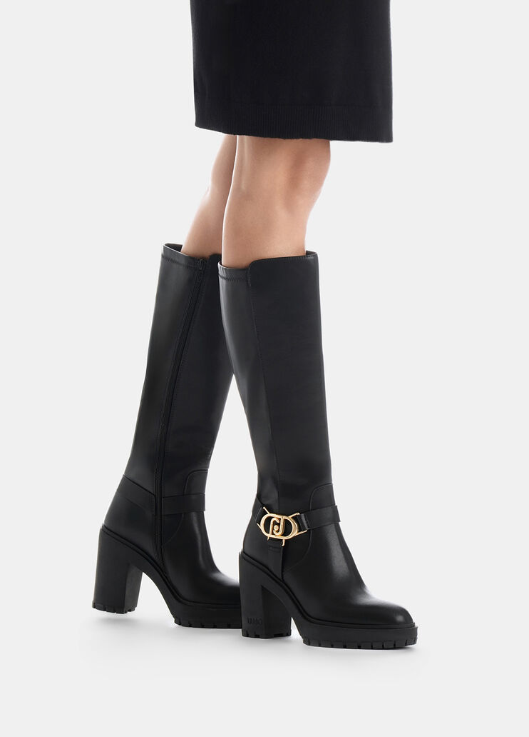 Knee-high leather boots black Liu Jo - large image number 0