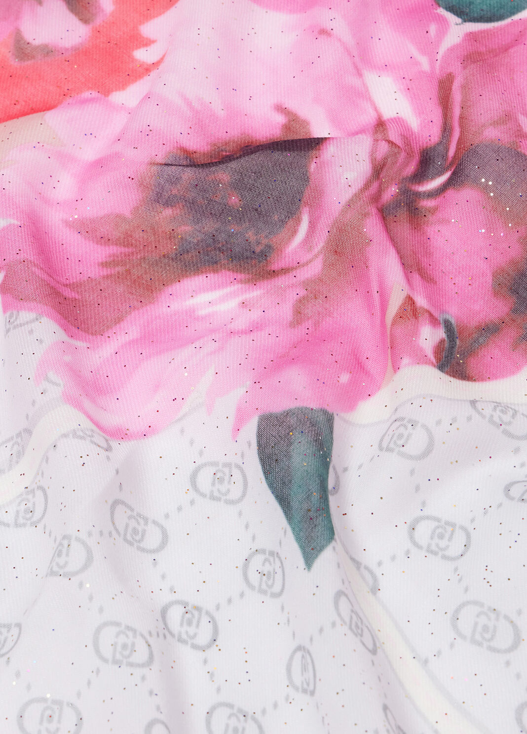 Foulard con stampa floreale e logo rosa Liu Jo - large image number 5