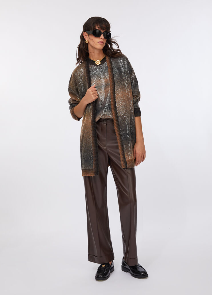 Long-Cardigan mit Pailletten Braun Liu Jo - medium
