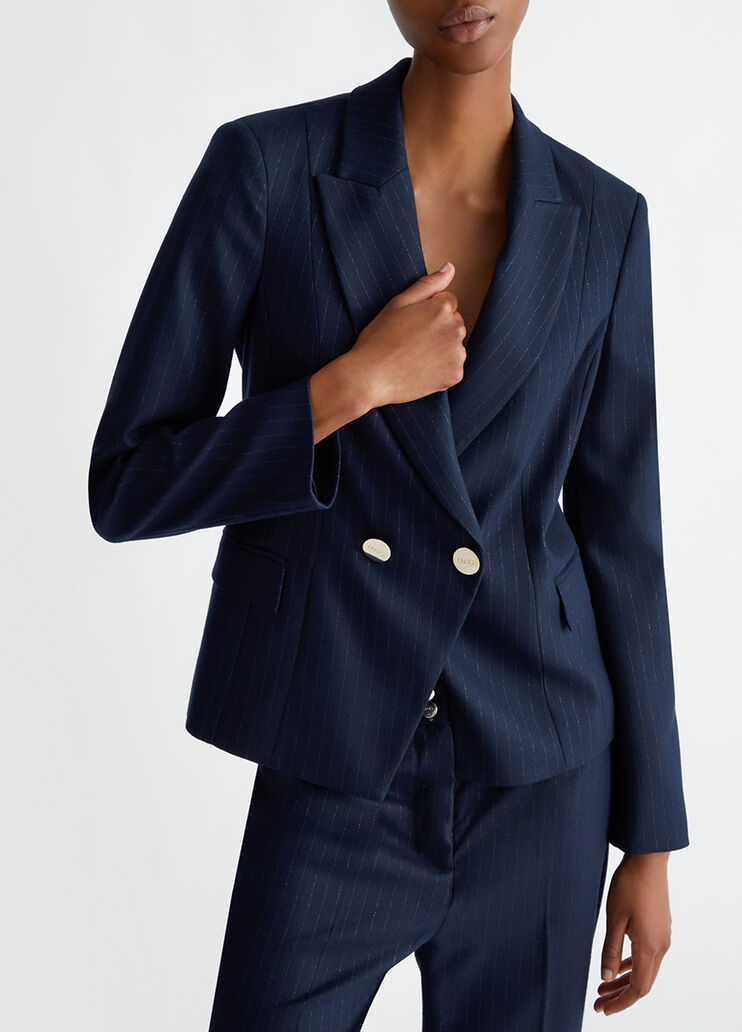 Blazer en flanelle à rayures craie bleu foncé Liu Jo - medium