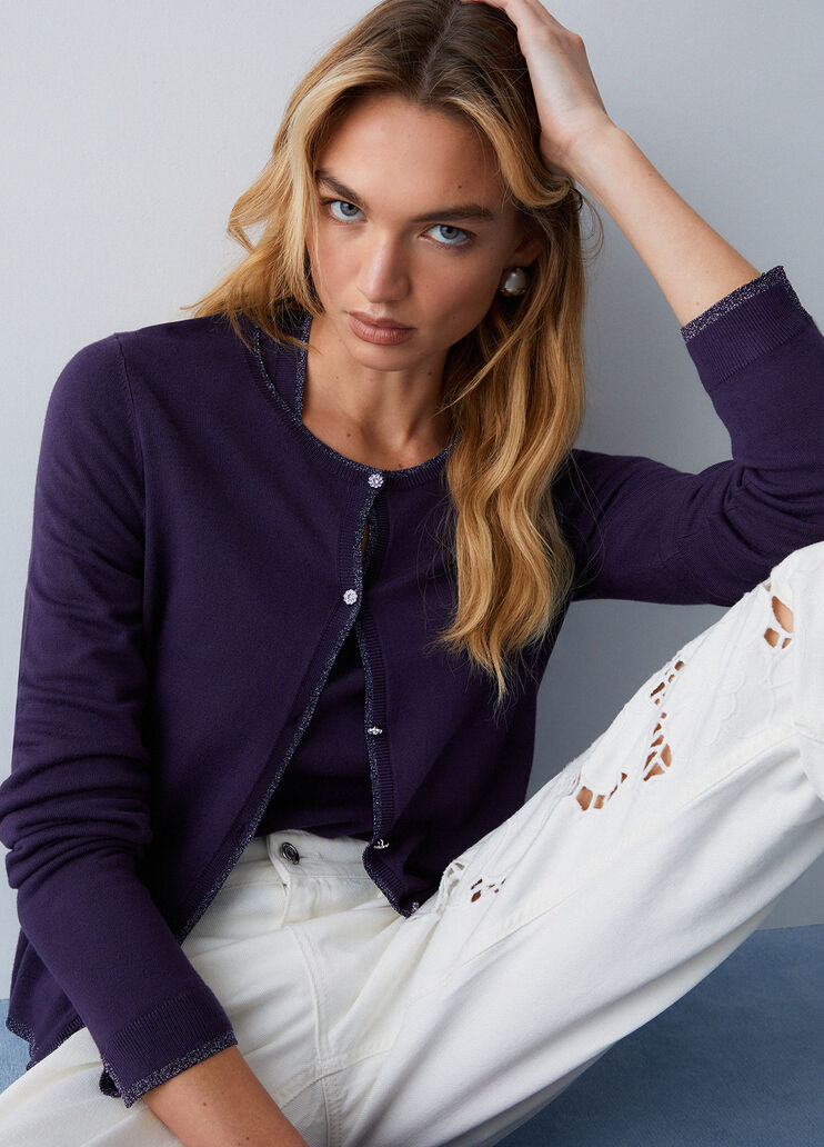 Strickjacke mit Schlitzen Dunkelviolett Liu Jo - medium