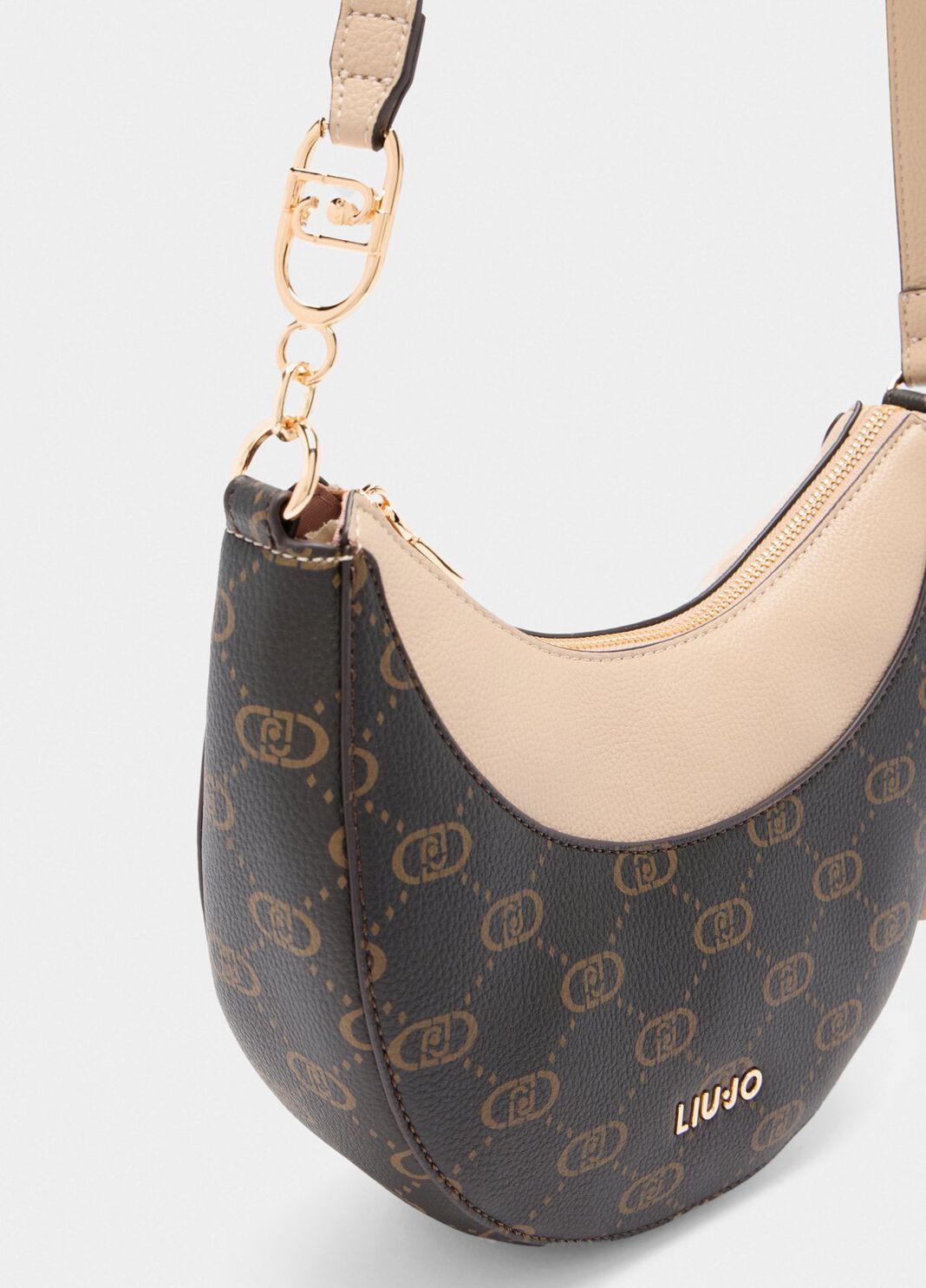 Borsa hobo media con logo beige Liu Jo - large image number 3