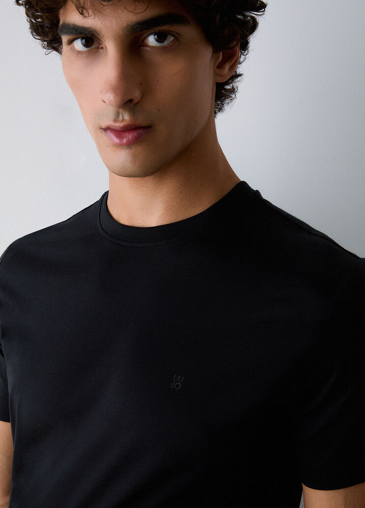 T-shirt mit Logo bestickt Schwarz Liu Jo - medium