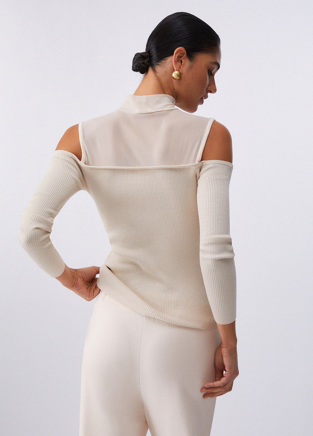 Pullover mit Mesh-Eins&auml;tzen Champagner Liu Jo - large image number 1