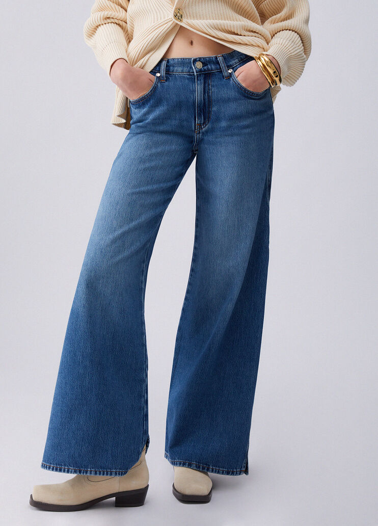 Flared jeans with side slits dark blue denim Liu Jo - large image number 0