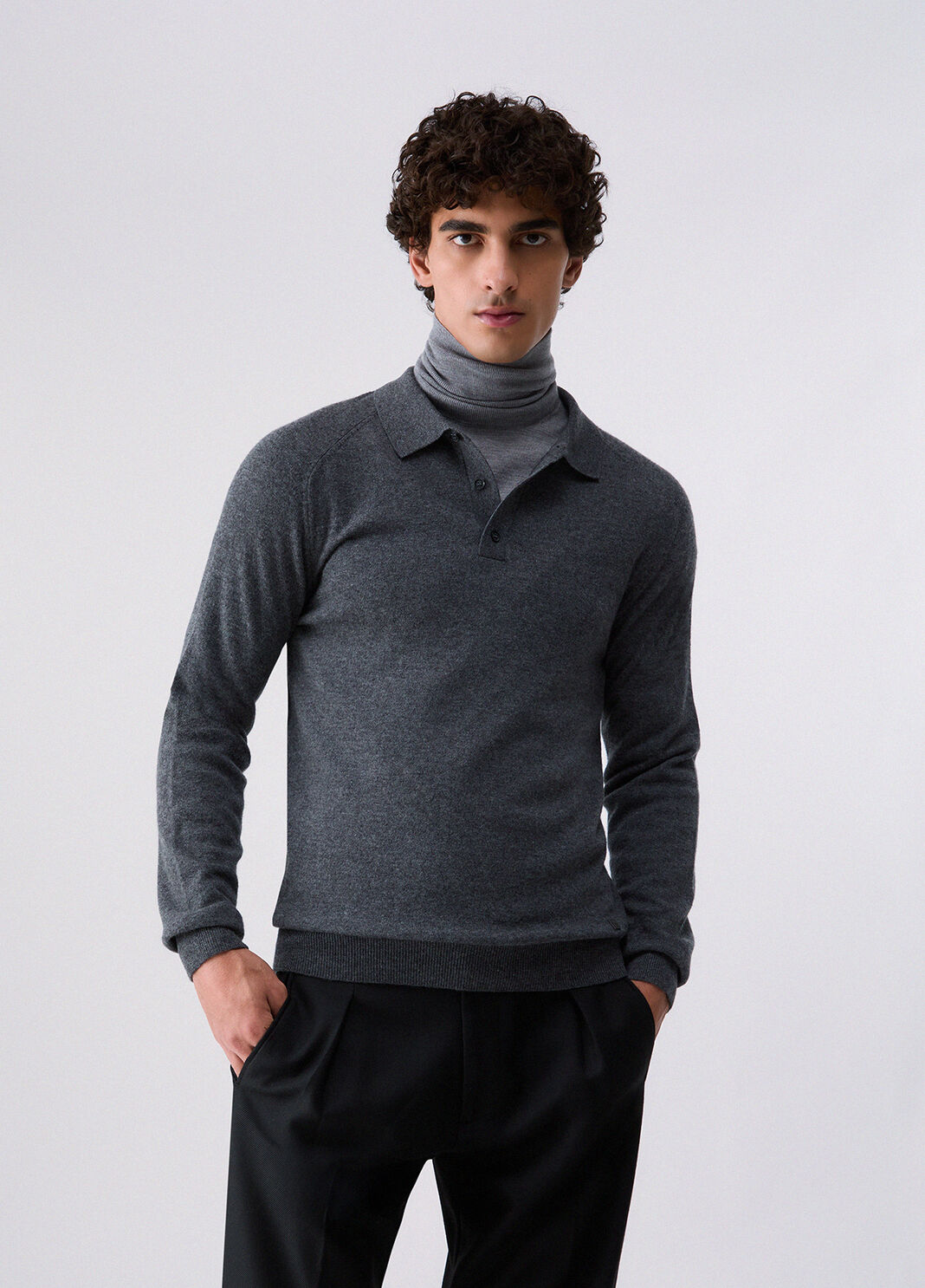 Poloshirt aus Wolle und Kaschmir Dunkelgrau Liu Jo - large image number 0