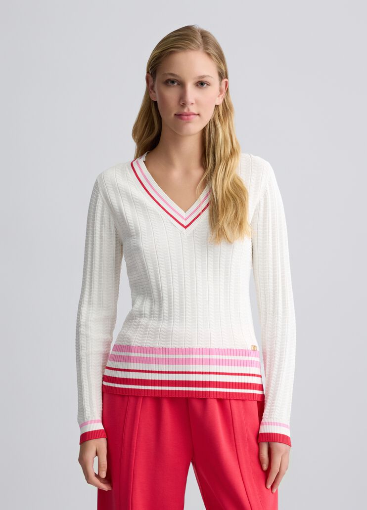 White jumper with colourful stripes white Liu Jo - medium White jumper with colourful stripes white Liu Jo - medium