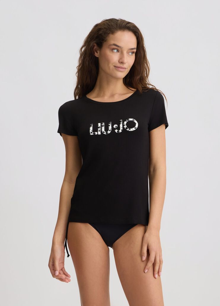 T-shirt with logo and beads black Liu Jo - medium T-shirt with logo and beads black Liu Jo - medium