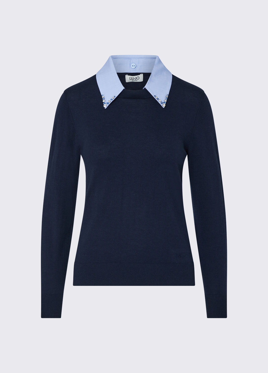 Knit with detail poplin dark blue Liu Jo - large image number 6
