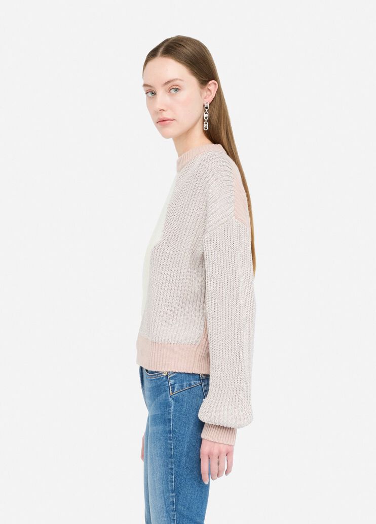 Wool sweater with inlays beige Liu Jo - large image number 3 Wool sweater with inlays beige Liu Jo - large image number 3