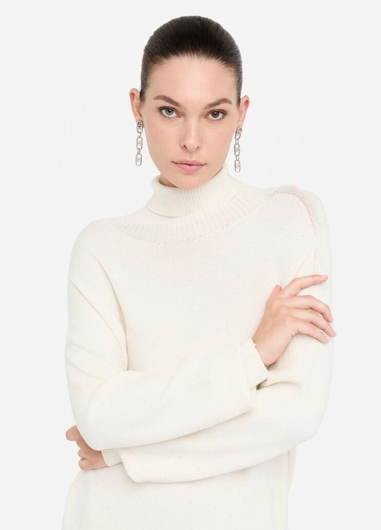Knit dress with micro-sequins white wool Liu Jo - large image number 2 Knit dress with micro-sequins white wool Liu Jo - large image number 2