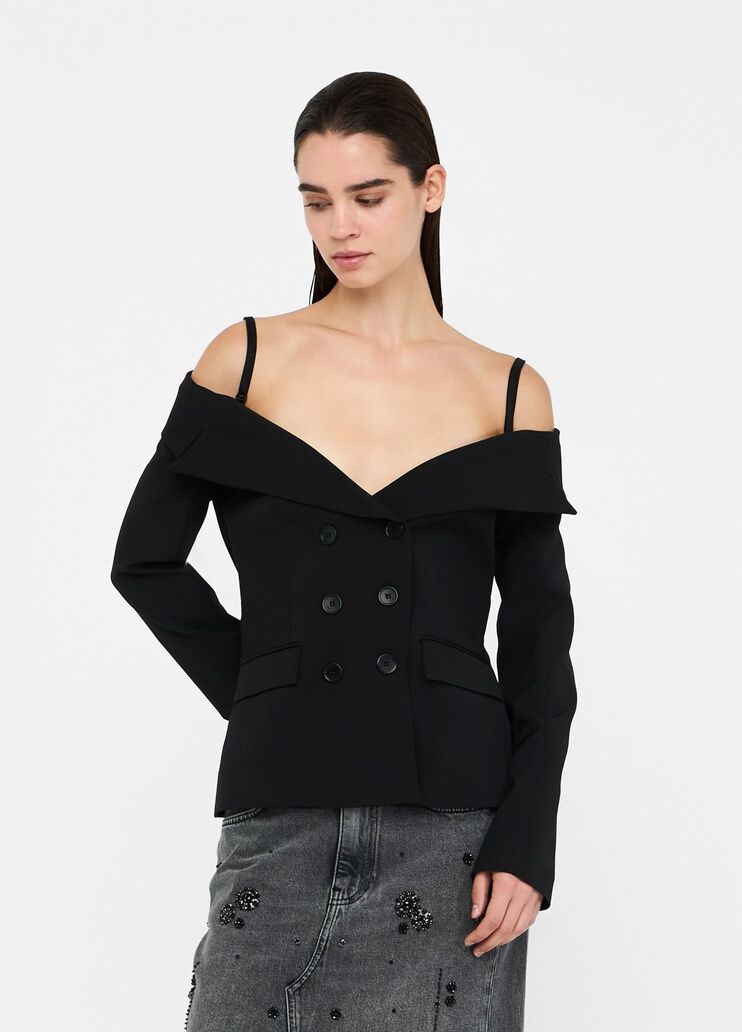 Off-the-shoulder jacket black Liu Jo - large image number 0 Off-the-shoulder jacket black Liu Jo - large image number 0