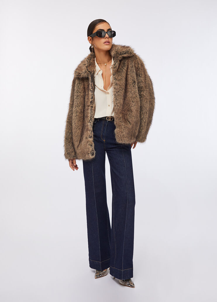 Veste imitation fourrure marron Liu Jo - large image number 5